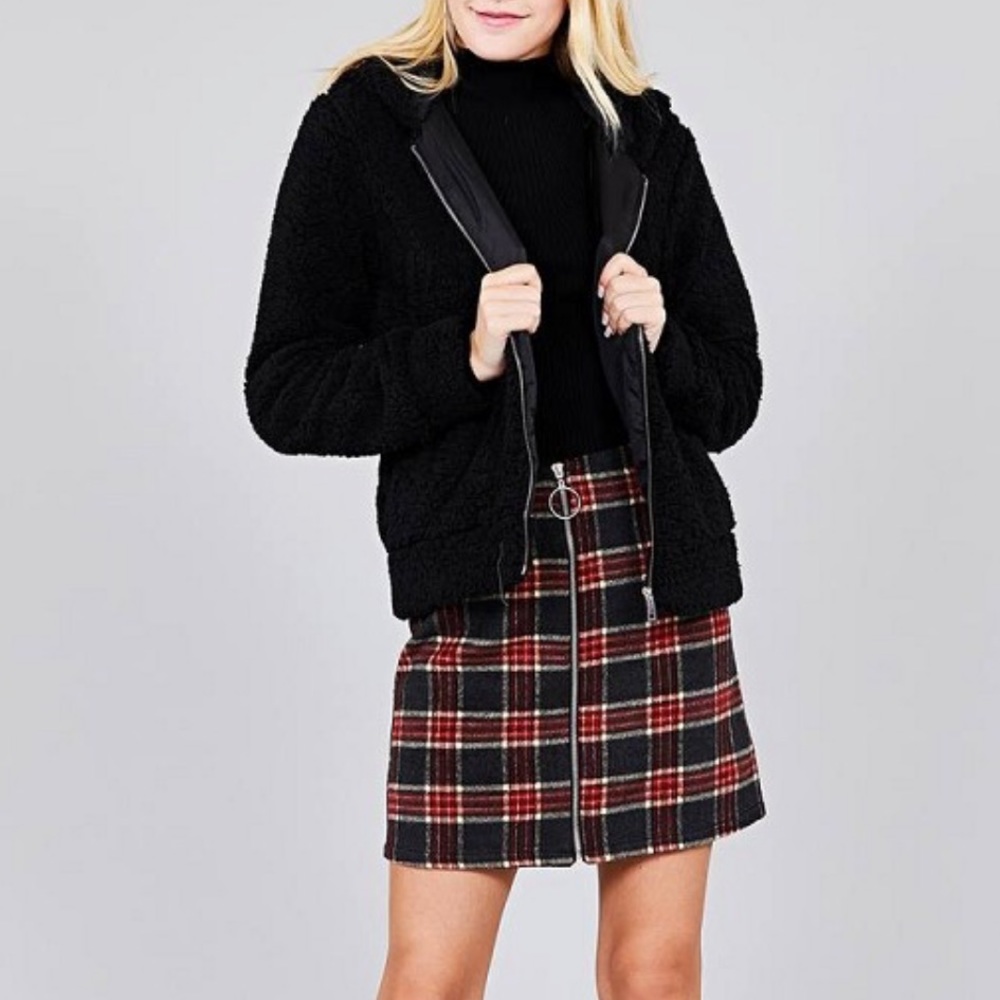 Cozy soft teddy fur hoodie faux fur zip-up jacket - Picture 3 of 5